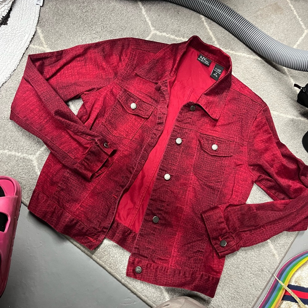 Vintage NY and Co Red Denim Snakeskin Jacket